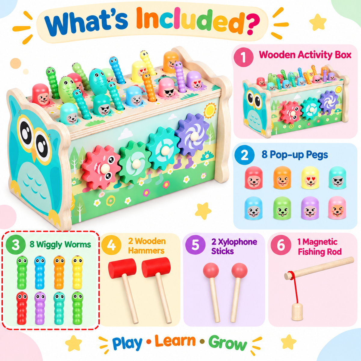 Musical Hammer & Xylophone Activity Bench – 8 in 1 Learning Toy🎵