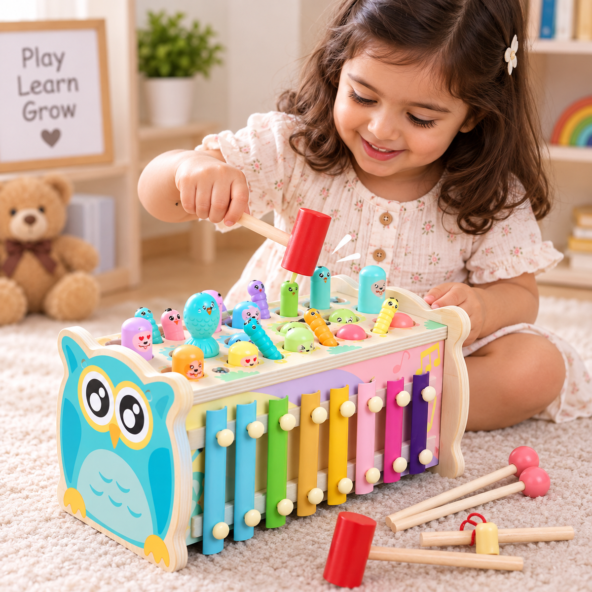 Musical Hammer & Xylophone Activity Bench – 8 in 1 Learning Toy🎵