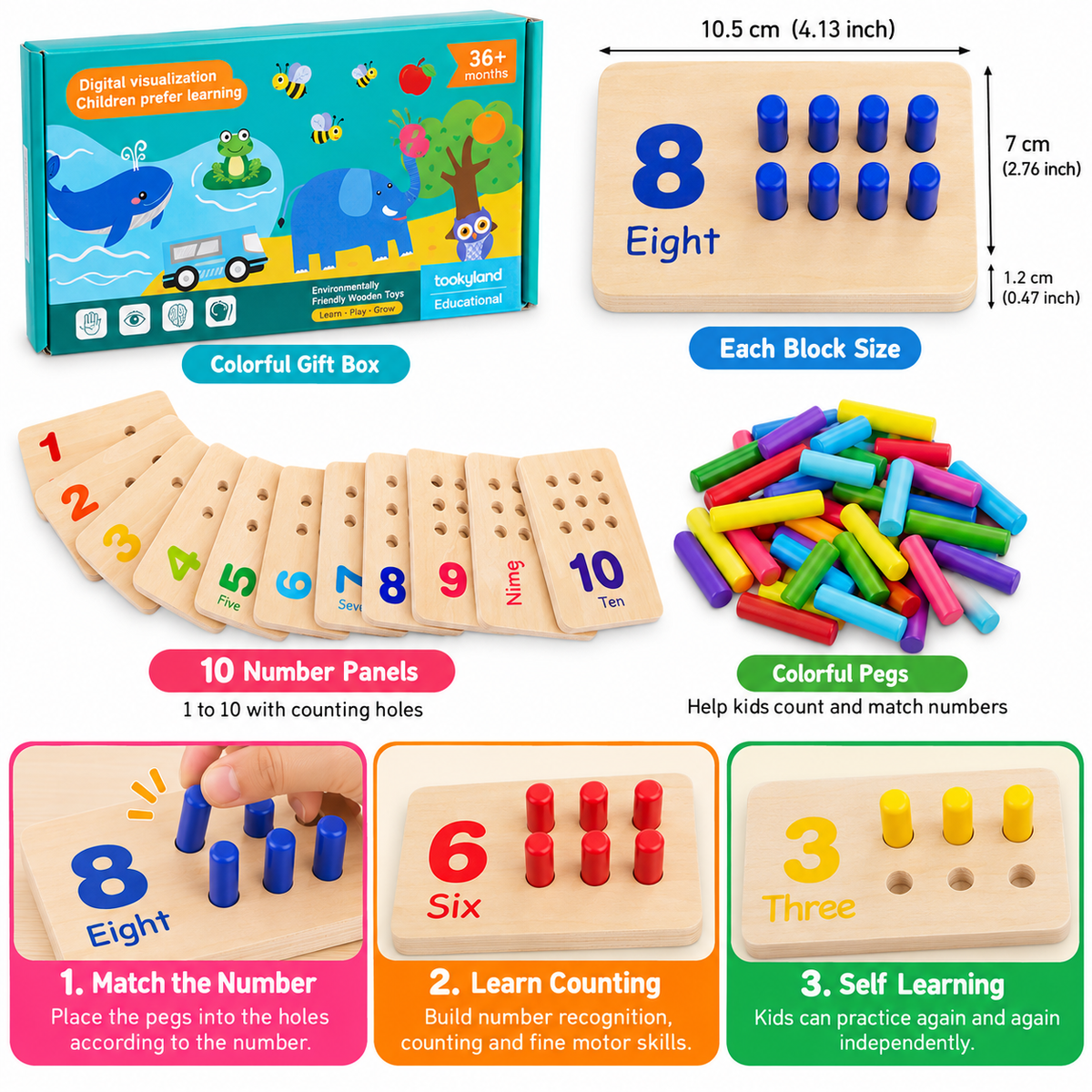 Wooden Number Counting Peg Board – Learn Numbers Through Play!