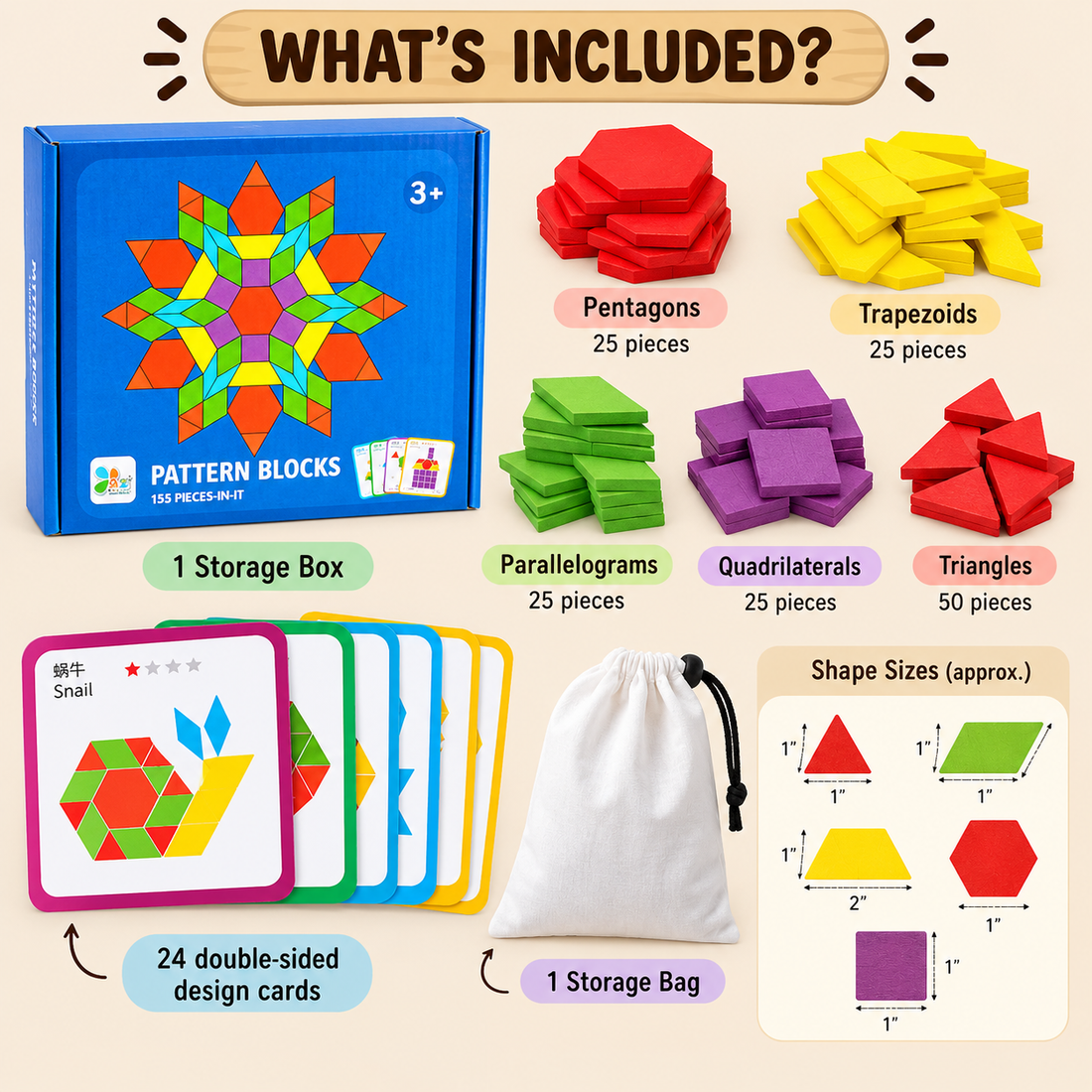 Pattern Blocks- 155 piece educational set
