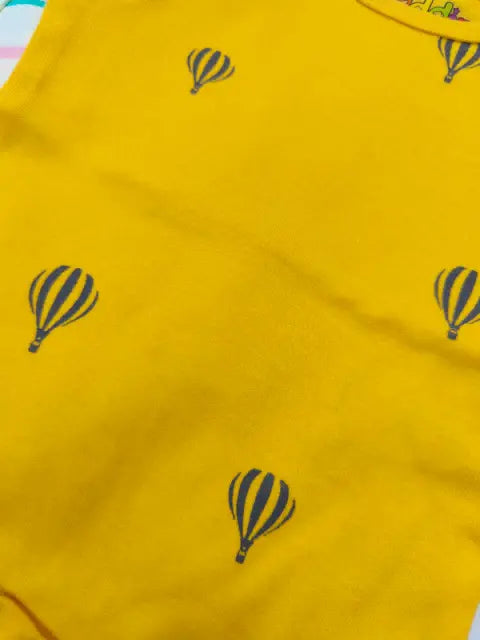 Half sleeve Pink Aqua and Yellow Parachute Rompers- (Pack of 2)