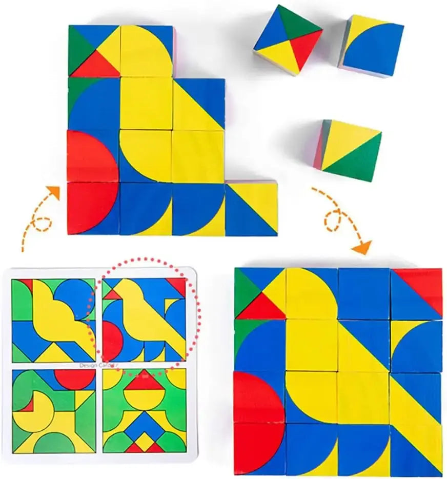 Wooden pixy cubes colourful block