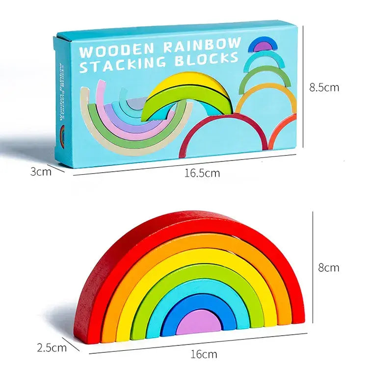 Montessori-Inspired Wooden Rainbow Building Blocks – Educational Stacking Toy for Kids(1pc)