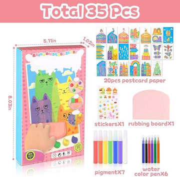 🎨 Rainbow Scratch Art Creativity Kit – 35 Pieces