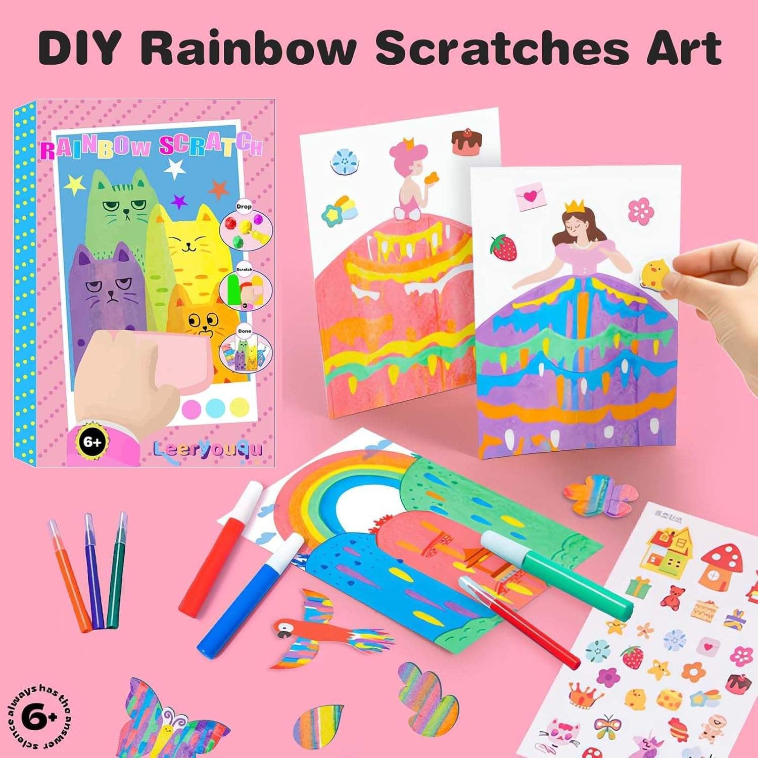 🎨 Rainbow Scratch Art Creativity Kit – 35 Pieces