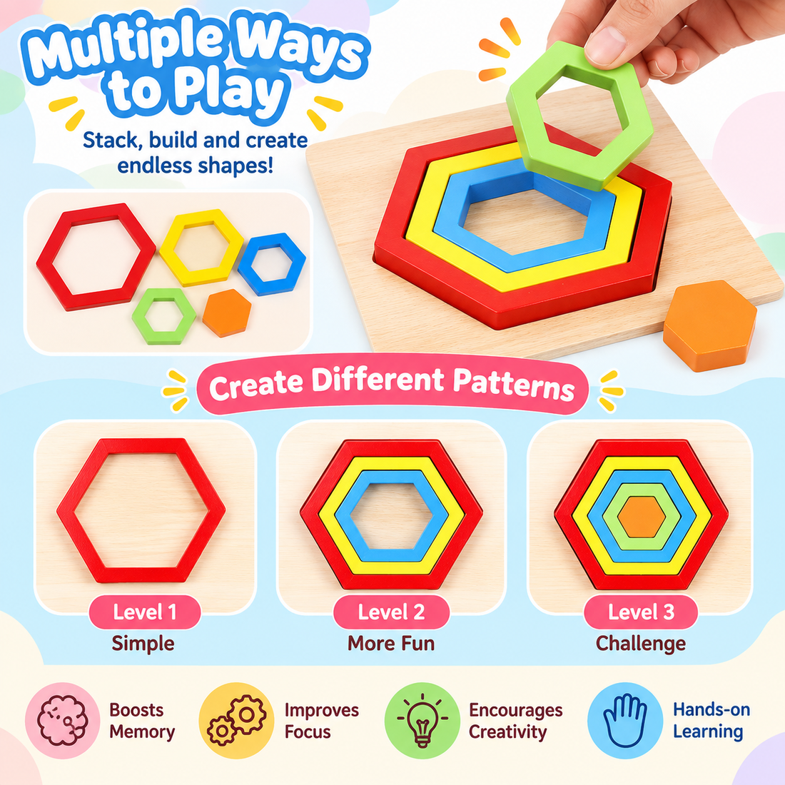 Seriation wooden puzzle(1pc)