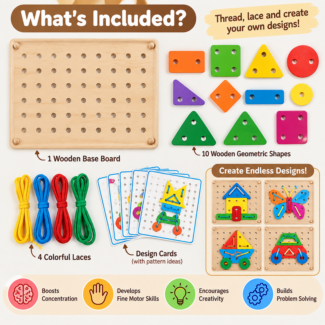 Shapes thread lacing game