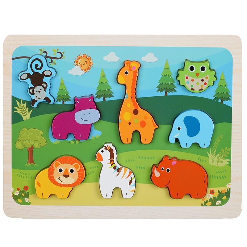 Marine-Animal-Transport wooden chunky board puzzle for toddlers