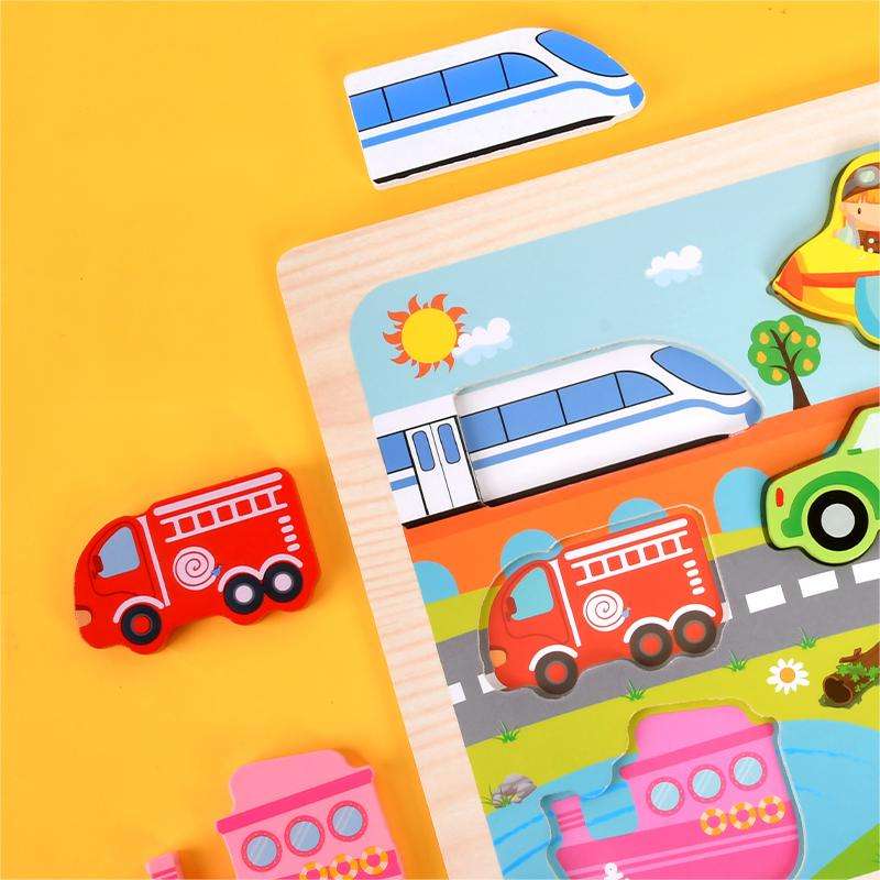 Marine-Animal-Transport wooden chunky board puzzle for toddlers