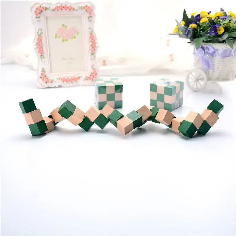 Wooden Snake Cube Puzzle – Brain Teaser & Logic Building Toy🧩