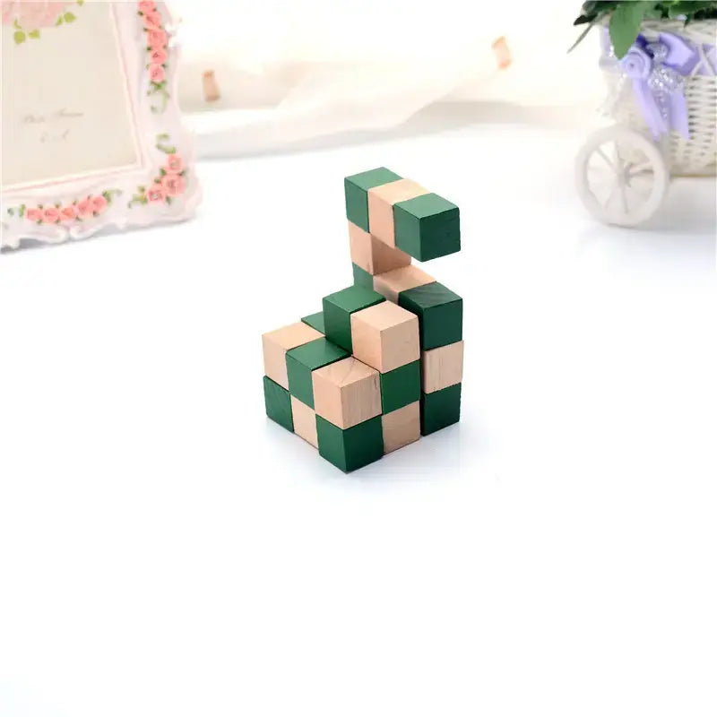 Wooden Snake Cube Puzzle – Brain Teaser & Logic Building Toy🧩