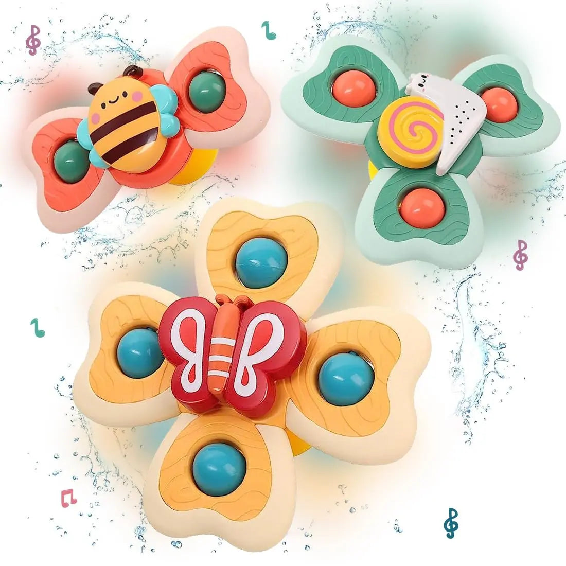 Fidget suction spinner toy for babies bath travel and play time