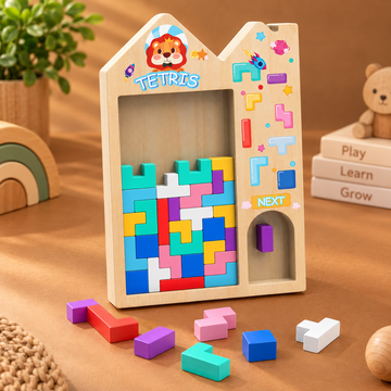 Wooden 3-in-1 Tetris Puzzle Board – Montessori Learning Toy