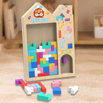 Wooden 3-in-1 Tetris Puzzle Board – Montessori Learning Toy