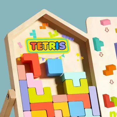 Wooden 3-in-1 Tetris Puzzle Board – Montessori Learning Toy