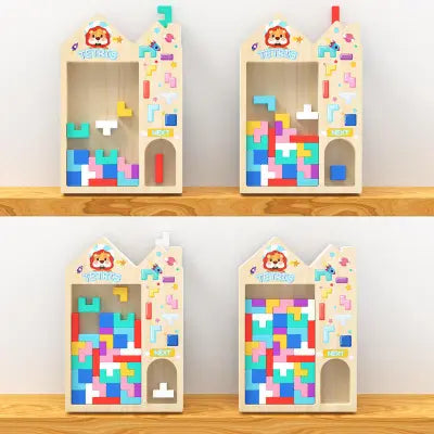 Wooden 3-in-1 Tetris Puzzle Board – Montessori Learning Toy