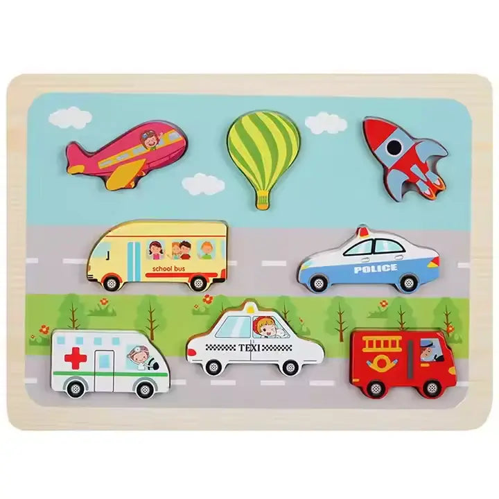 Marine-Animal-Transport wooden chunky board puzzle for toddlers