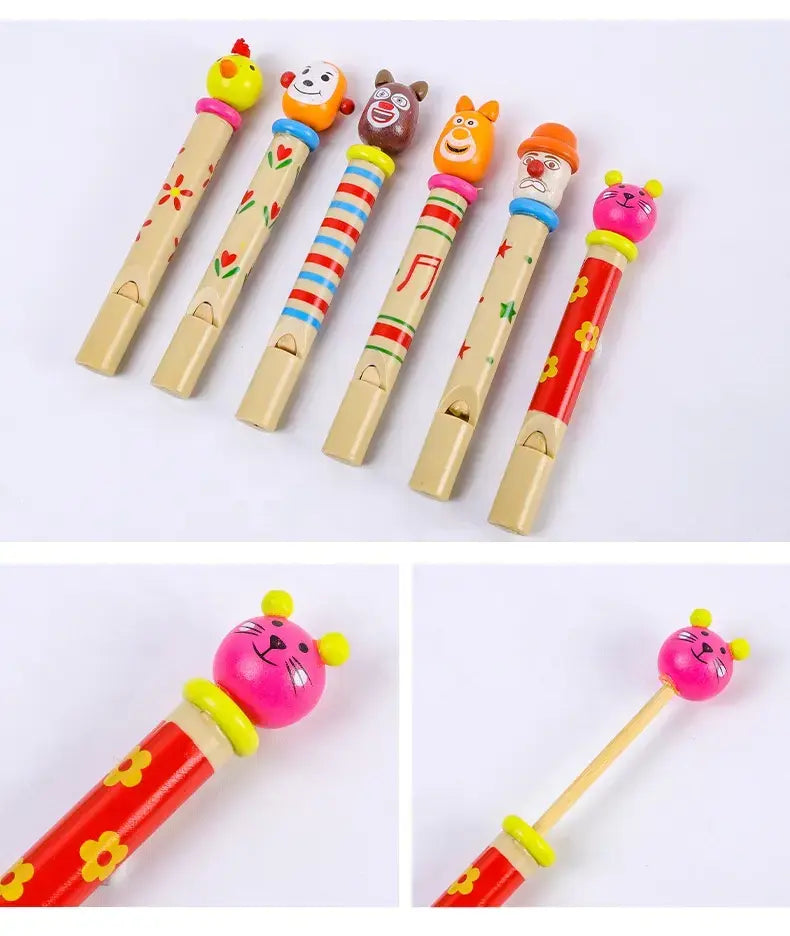 Wooden musical flute push whistle with unique sound for babies(1pc)