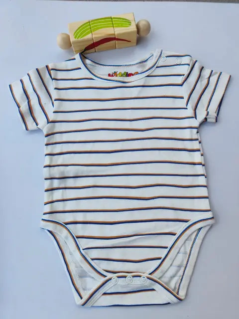 Sea and sand striped half sleeve romper- (Pack of one)