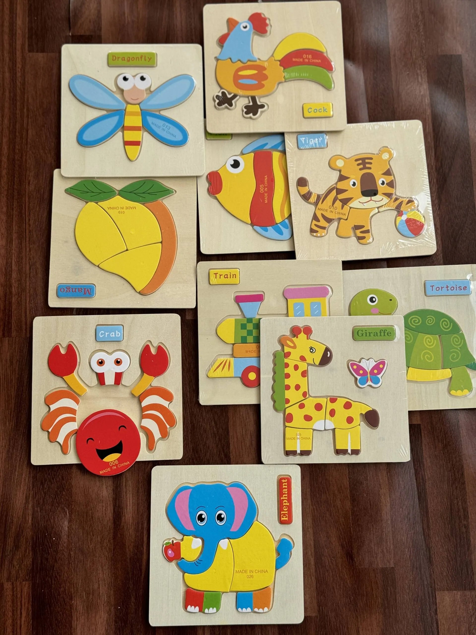 Wooden 4-Piece Learning Puzzle Boards for Toddlers