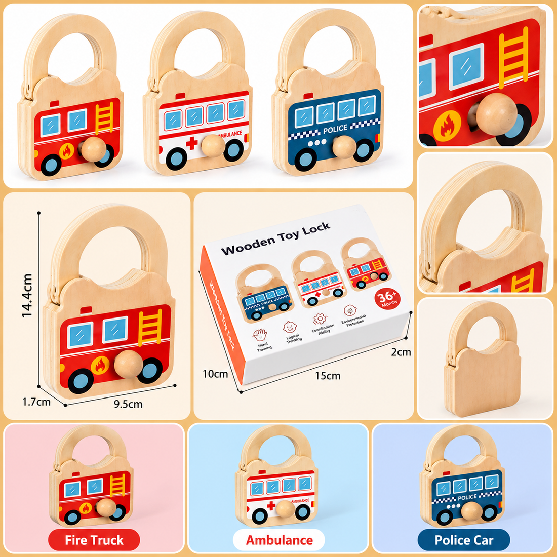 Wooden Toy lock- Fine motor skill builder(1pc)