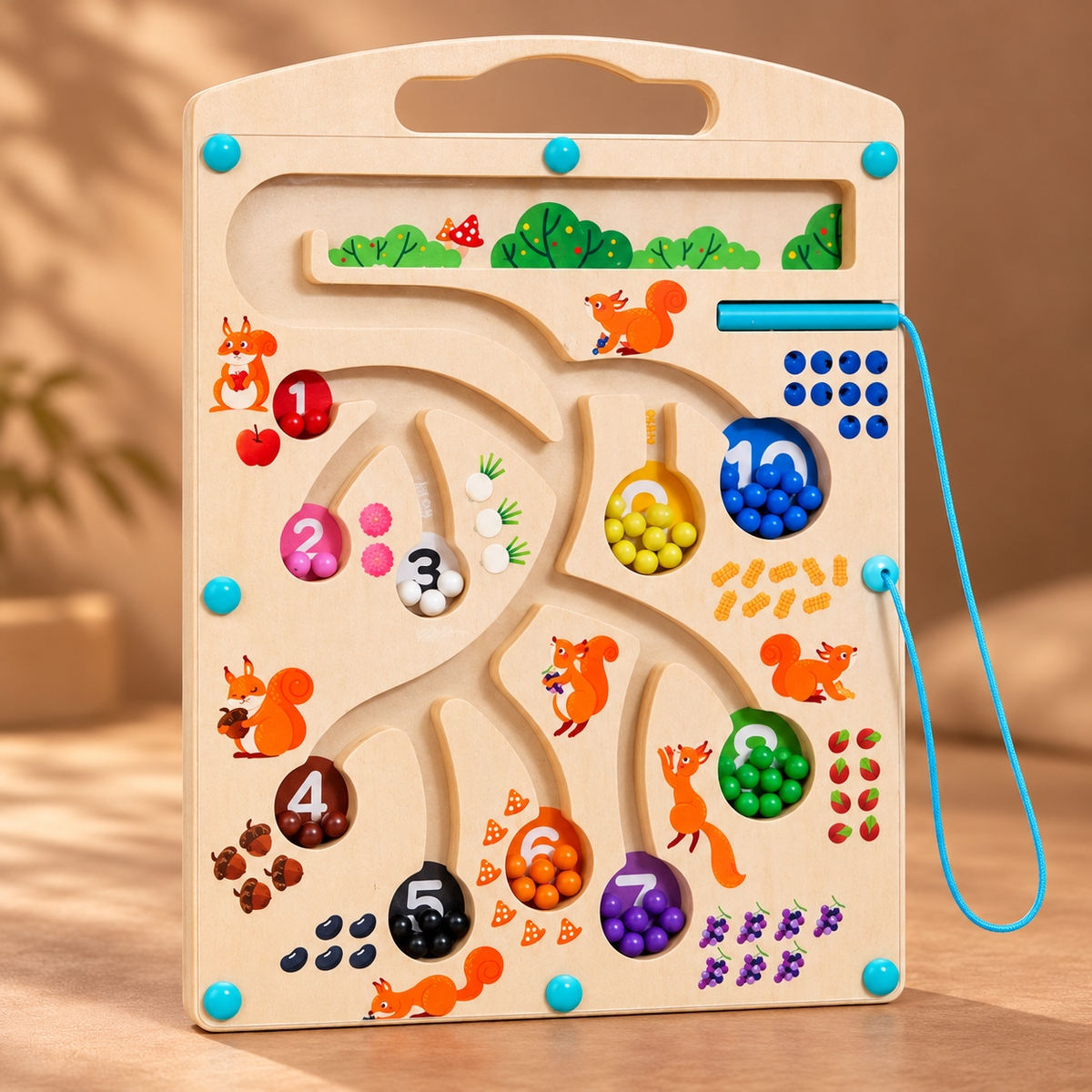 Wooden Number & Colour Maze Board – Learn Through Play!