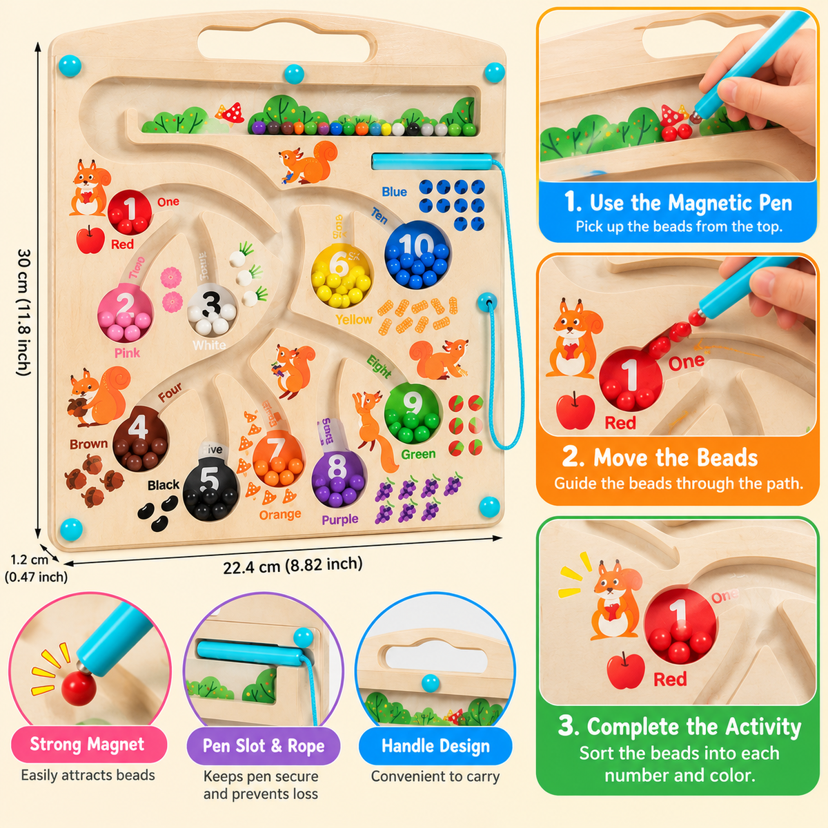 Wooden Number & Colour Maze Board – Learn Through Play!