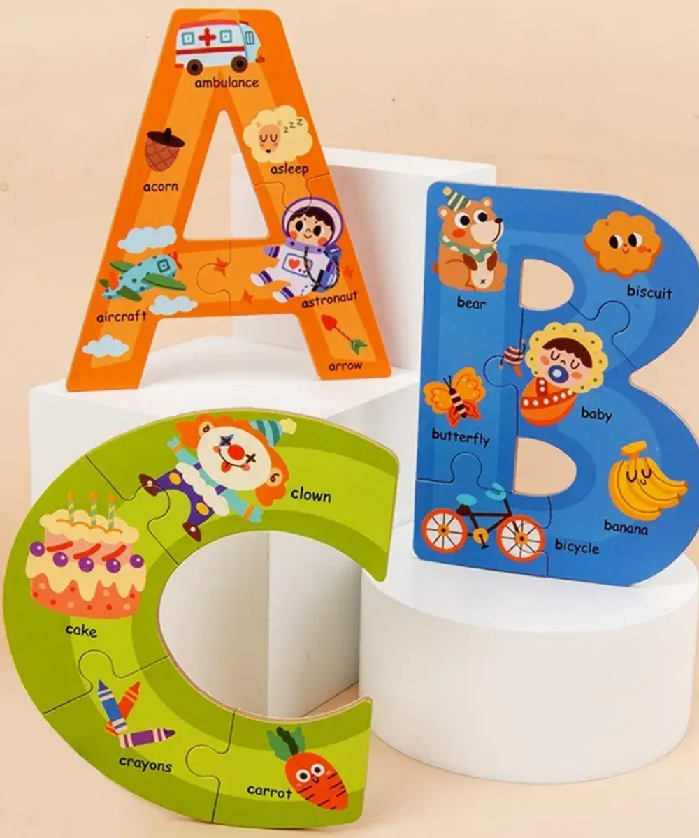Wooden Alphabet Jigsaw Puzzle Educational Toy for Kids